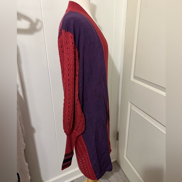 CONDITIONS APPLY ANTHROPOLOGIE Knit Crochet Cardigan Duster Grandmacore Grandpa - Picture 2 of 7